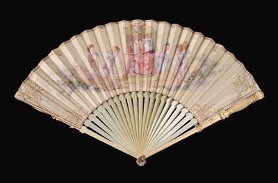 Lot 2176 - A Rare French Fan, circa 1890's, the ivory monture shaped like a dagger or sword hilt.  The...