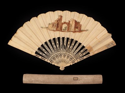 Lot 4015 - A View of Saint Peter's in Rome: An 18th Century Carved and Pierced Grand Tour Ivory Fan, the...