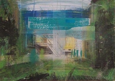Lot 1040 - Richard Walker (b.1954) Scottish ''Design for Living'' Signed and dated (19)96, mixed media,...