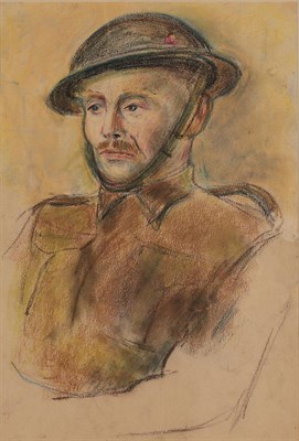 Lot 1041 - Frederick Gore CBE, RA (1913-2009) ''Soldiers in the Trenches'' Pastel, together with a further...