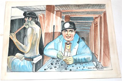 Lot 1043 - Ron Gribbons (20th/21st century) Pit pony and handler in a mine shaft Signed and dated 1990,...