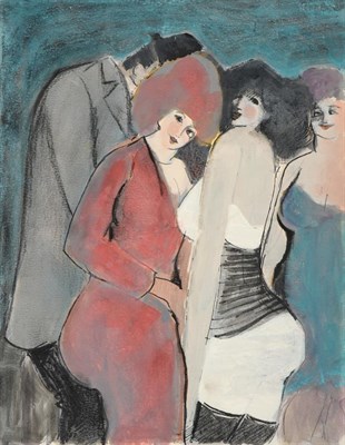 Lot 1050 - David Schneuer (1905-1988) Polish/Israeli ''The Black Corset'' Signed, mixed media, 31cm by...