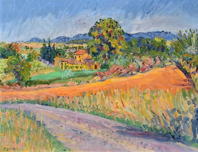 Lot 1068 - Frederick Gore CBE, RA (1913-2009)  Luberon, Provence Signed, oil on canvas, 49cm by 64cm...