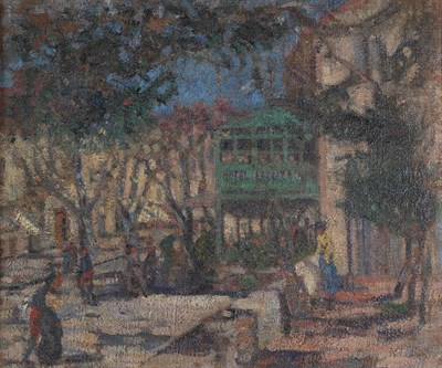 Lot 1070 - Ethel Harriet Elder (fl.1896-1915) ''Hotel Liautaud, Cassis'' Oil on canvas, 43cm by 51cm...