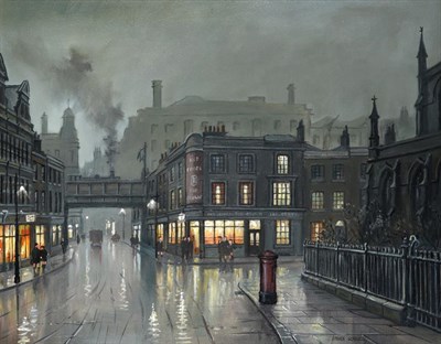 Lot 1078 - Steven Scholes (b.1952) ''Shoreditch, London, 1952'' Signed, inscribed verso, oil on canvas, 39.5cm