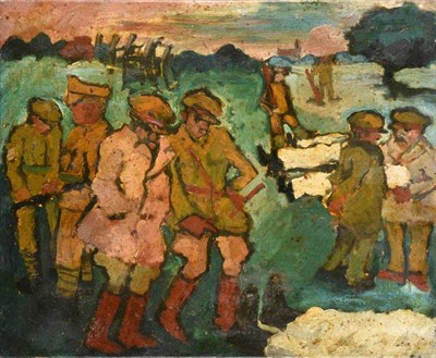 Lot 1095 - Clifford Rowan (20th/21st century) ''Zeppelin Crash'' Signed and inscribed verso, oil on...