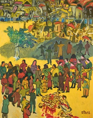 Lot 1096 - Stass Paraskos (b.1938) Cypriot  ''The Massacre of Qana'' Signed, inscribed verso and dated (20)06
