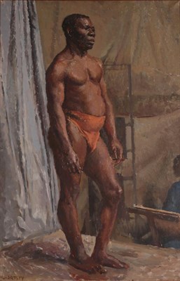 Lot 1098 - Marie Hartley (1905-2006) Life study of a black man Signed, dated 1931 verso, oil on canvas,...