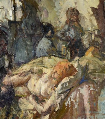 Lot 1099 - Bernard Dunstan RA, PPRWA (1920-2017) ''Art Class in My Studio with Heather the Resting...