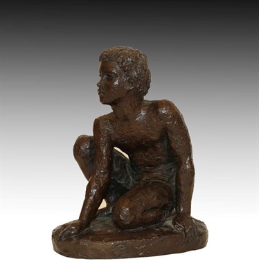 Lot 1101 - Karin Jonzen (1914-1998) Swedish Crouching boy Signed, resin, 17cm high   Artist's Resale...