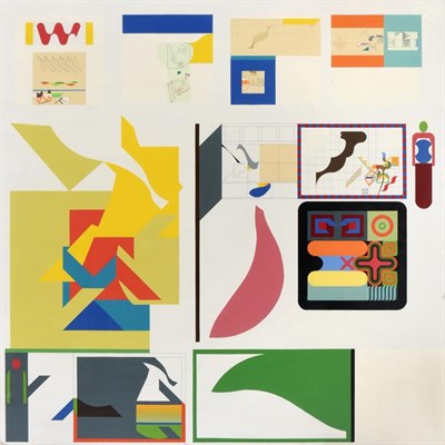 Lot 1121 - Brian Yale (1936-2009) ''Complex Theme 1966'' Signed verso, mixed media, 152cm by 152cm...