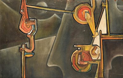 Lot 1122 - Alfred Janes (1911-1999) Welsh Abstract Signed and dated (19)72, oil on board, 58cm by 90cm...