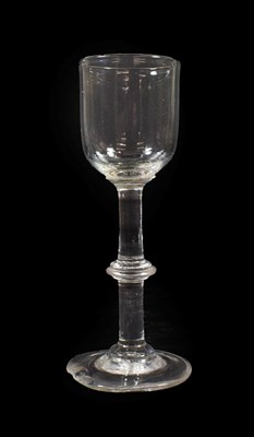Lot 31 - A Wine Glass, circa 1750, the ovoid bowl with basal blade knop on a plain stem with annular...