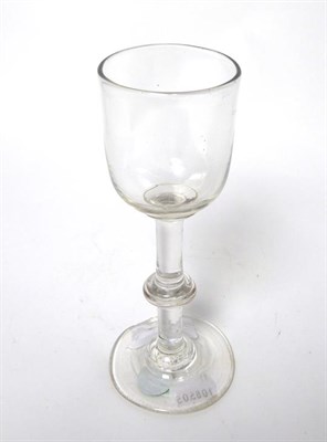 Lot 31 - A Wine Glass, circa 1750, the ovoid bowl with basal blade knop on a plain stem with annular...