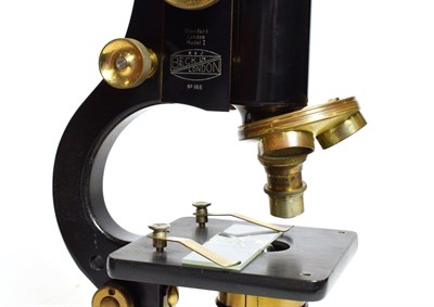Lot 3081 - R & J Beck Standard London Model I Microscope no.168, with fine/course focussing three lens turret
