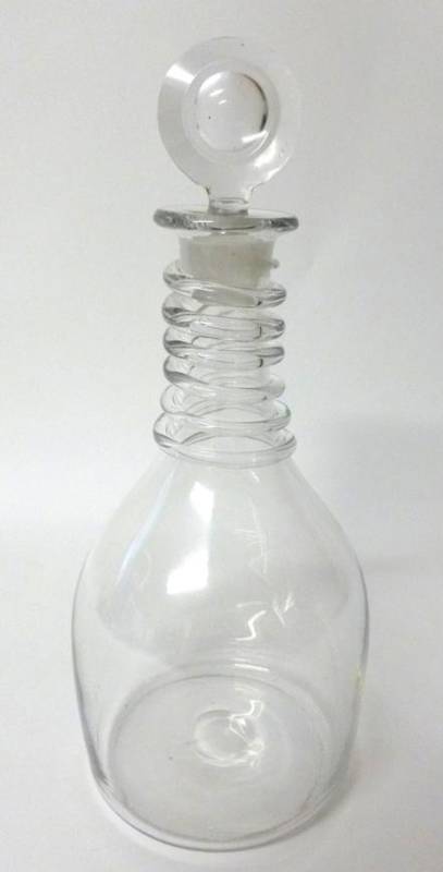 Lot 17 - A Mallet Decanter and Stopper, circa 1810, with bull's eye knop and spiral moulding to the...