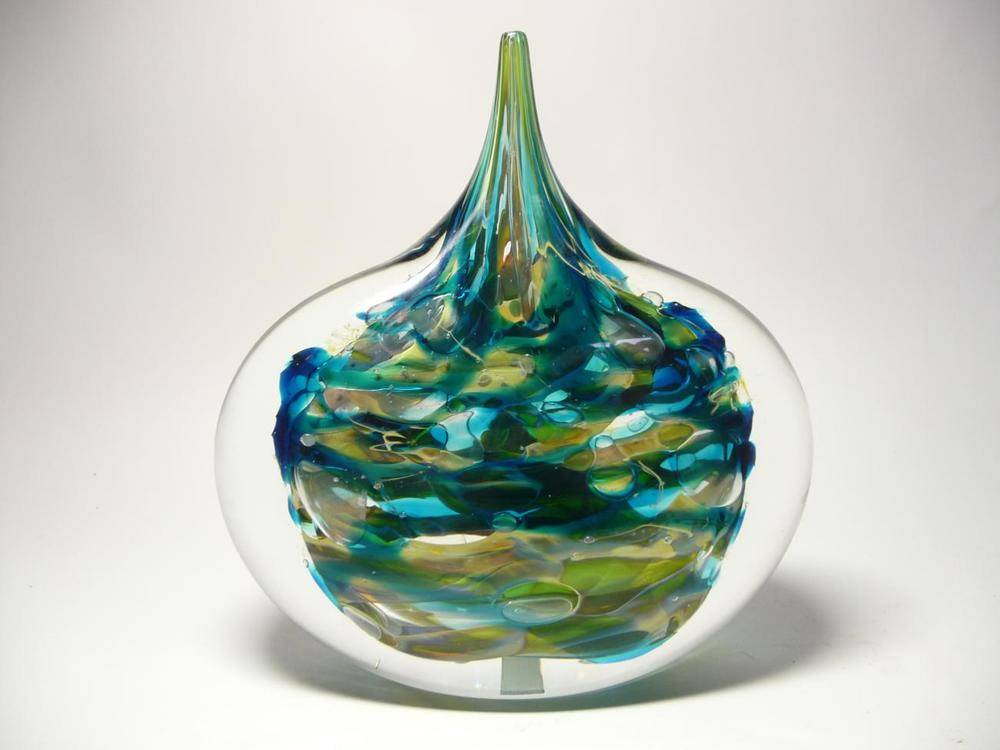 Isle of Wight Glass マーブル花瓶　高さ34センチ Lot 1184 - An Isle of Wight Studio Glass Blue